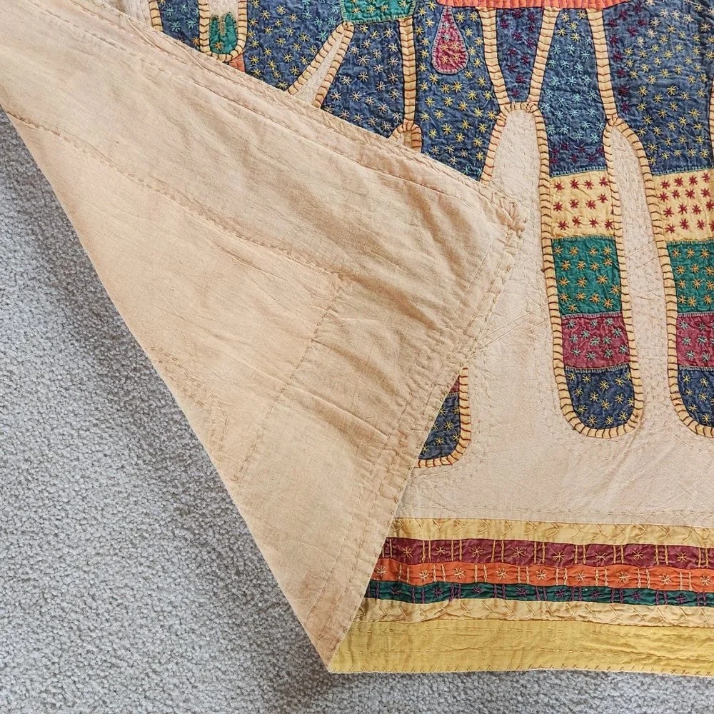 EUC Handmade elephant tapestry in earth tones 47